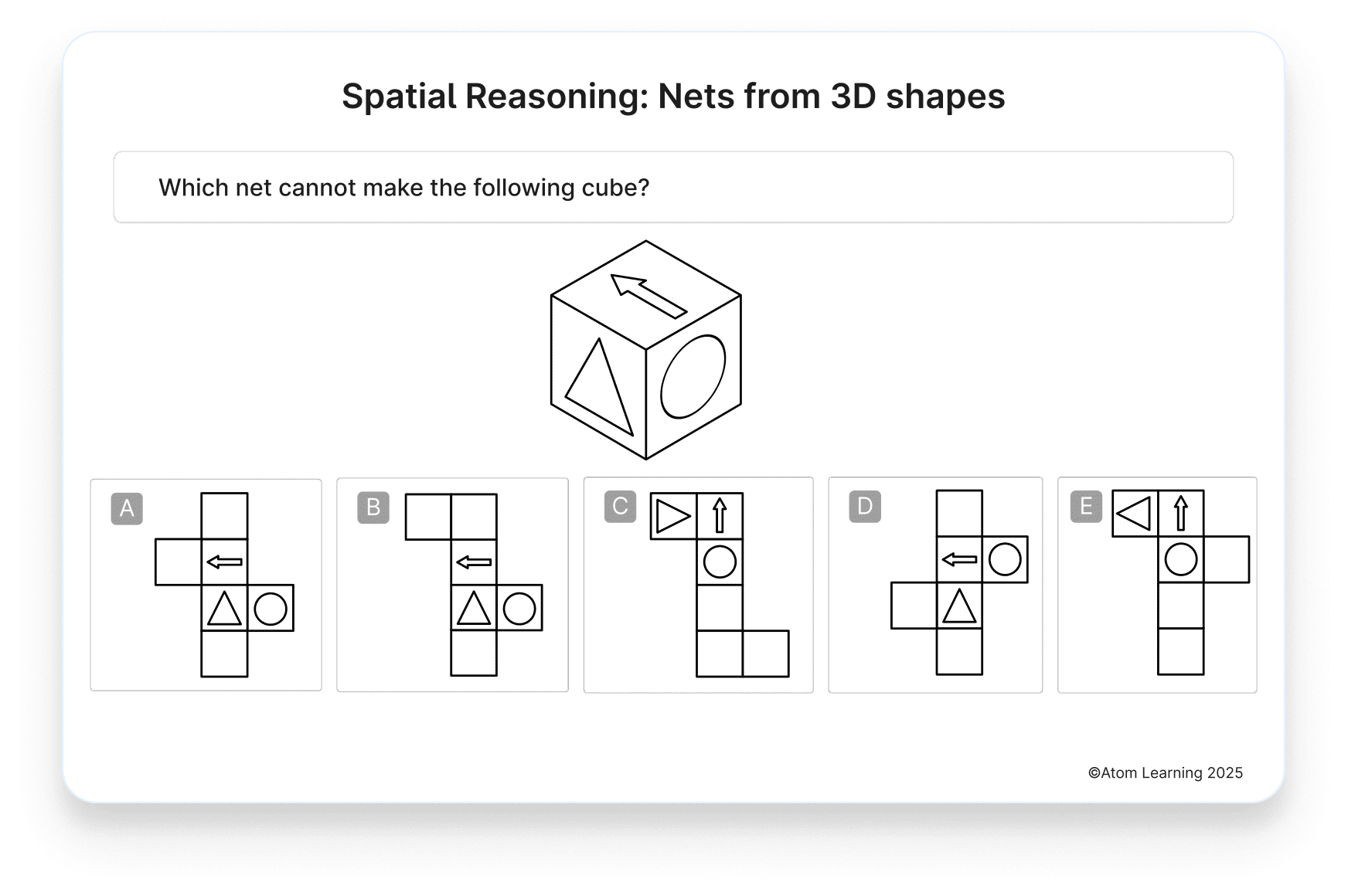 A spatial reasoning: nets from 3D shapes question on Atom Home