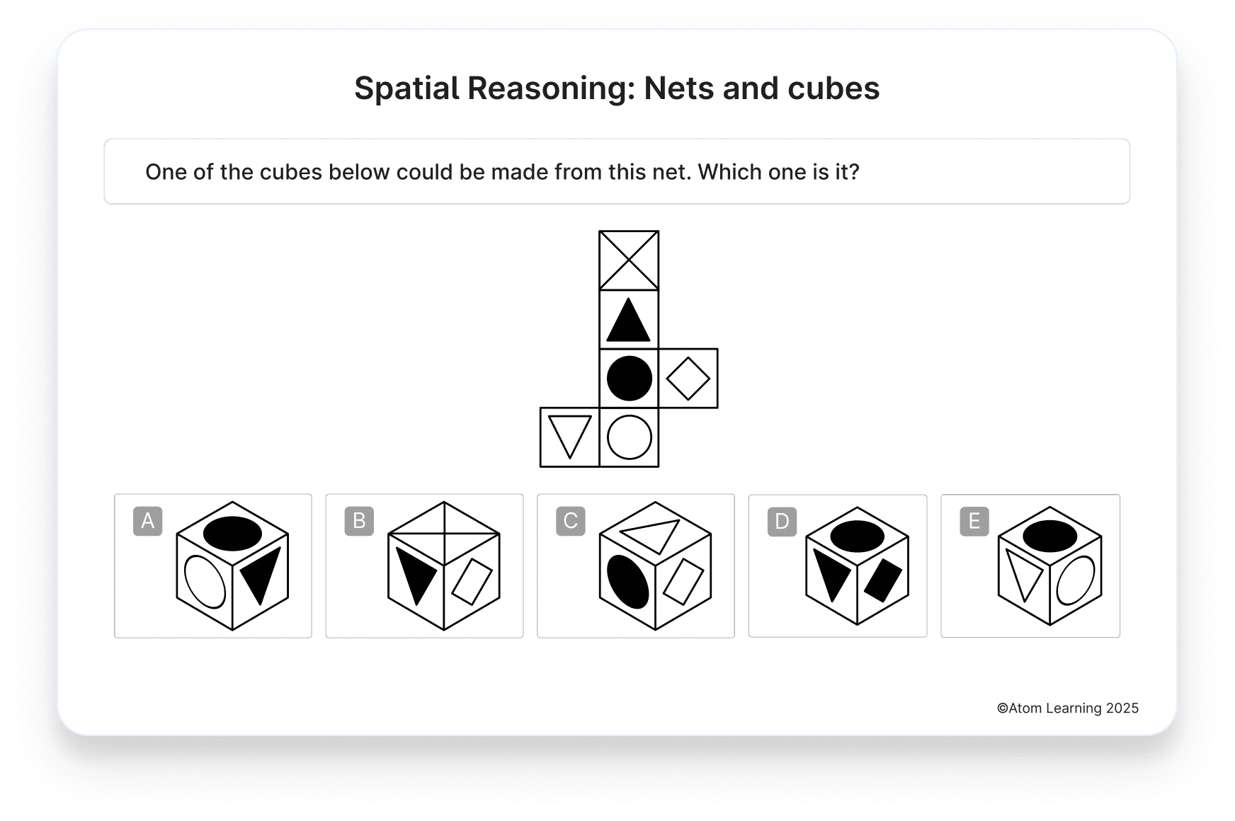 A spatial reasoning: nets and cubes question on Atom Home