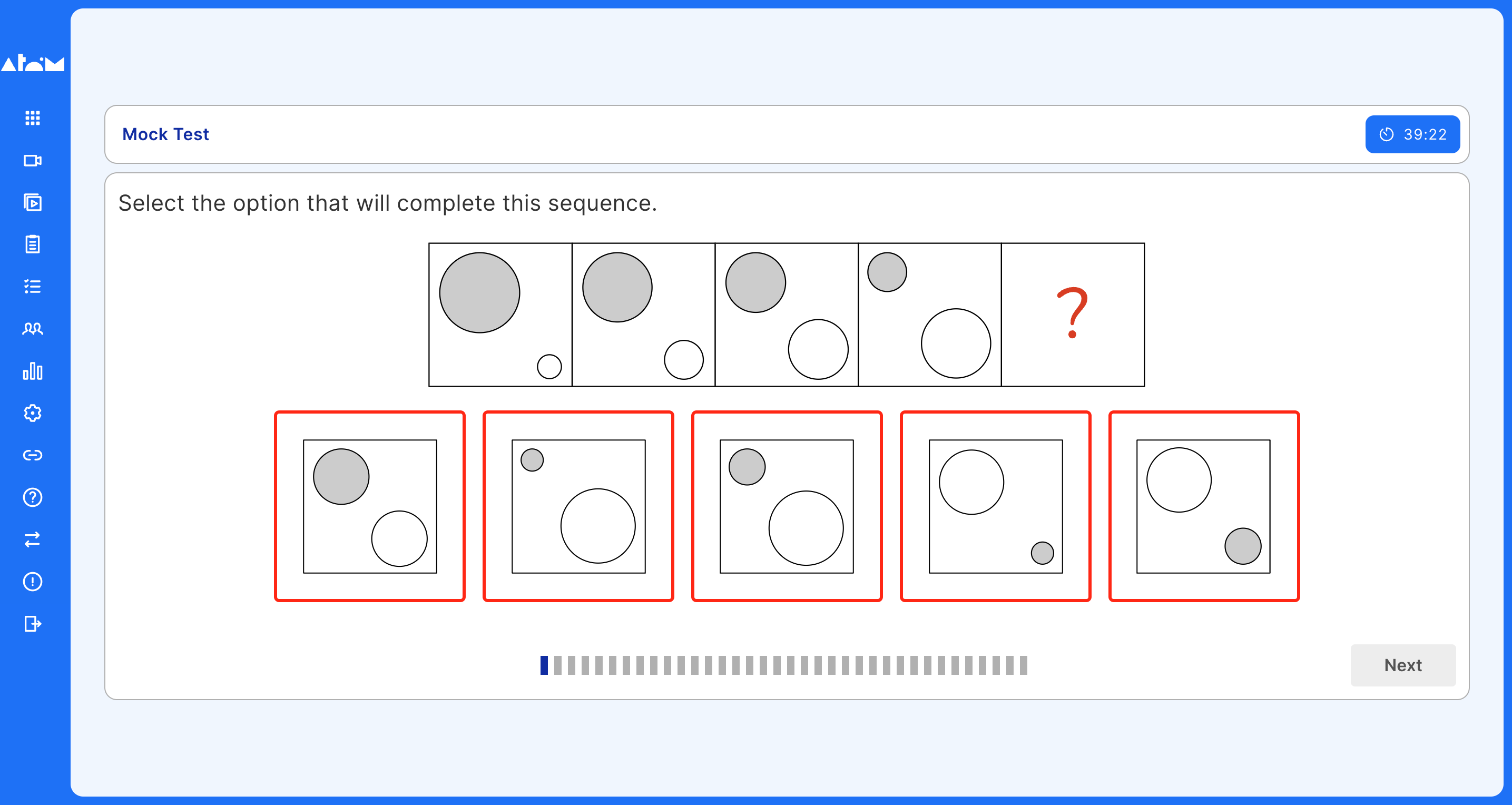 An example of a non-verbal question from an ISEB mock test on Atom Nucleus