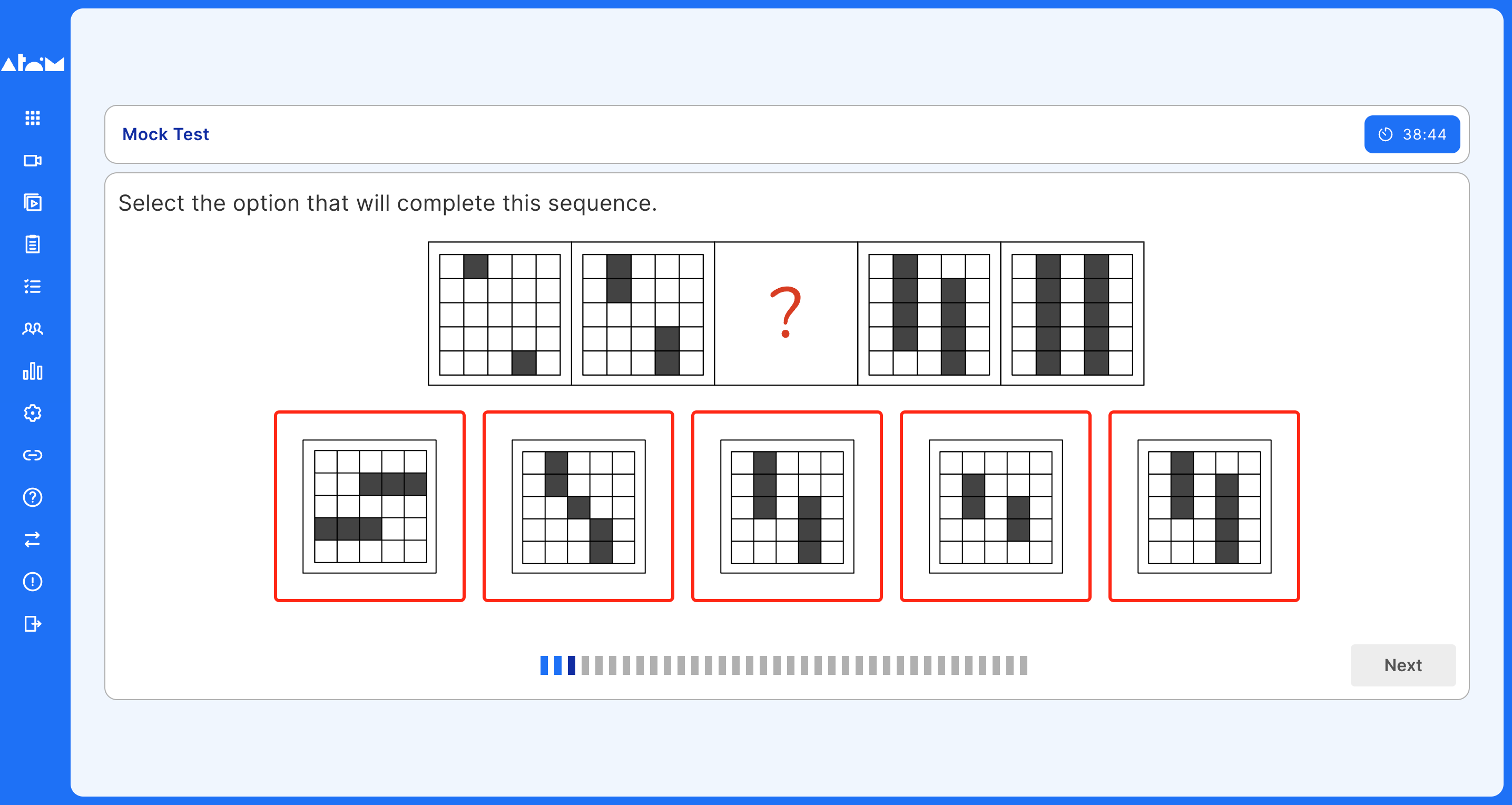 An example of a non-verbal question from an ISEB mock test on Atom Nucleus