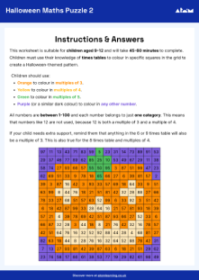 Halloween maths instructions 9–12 