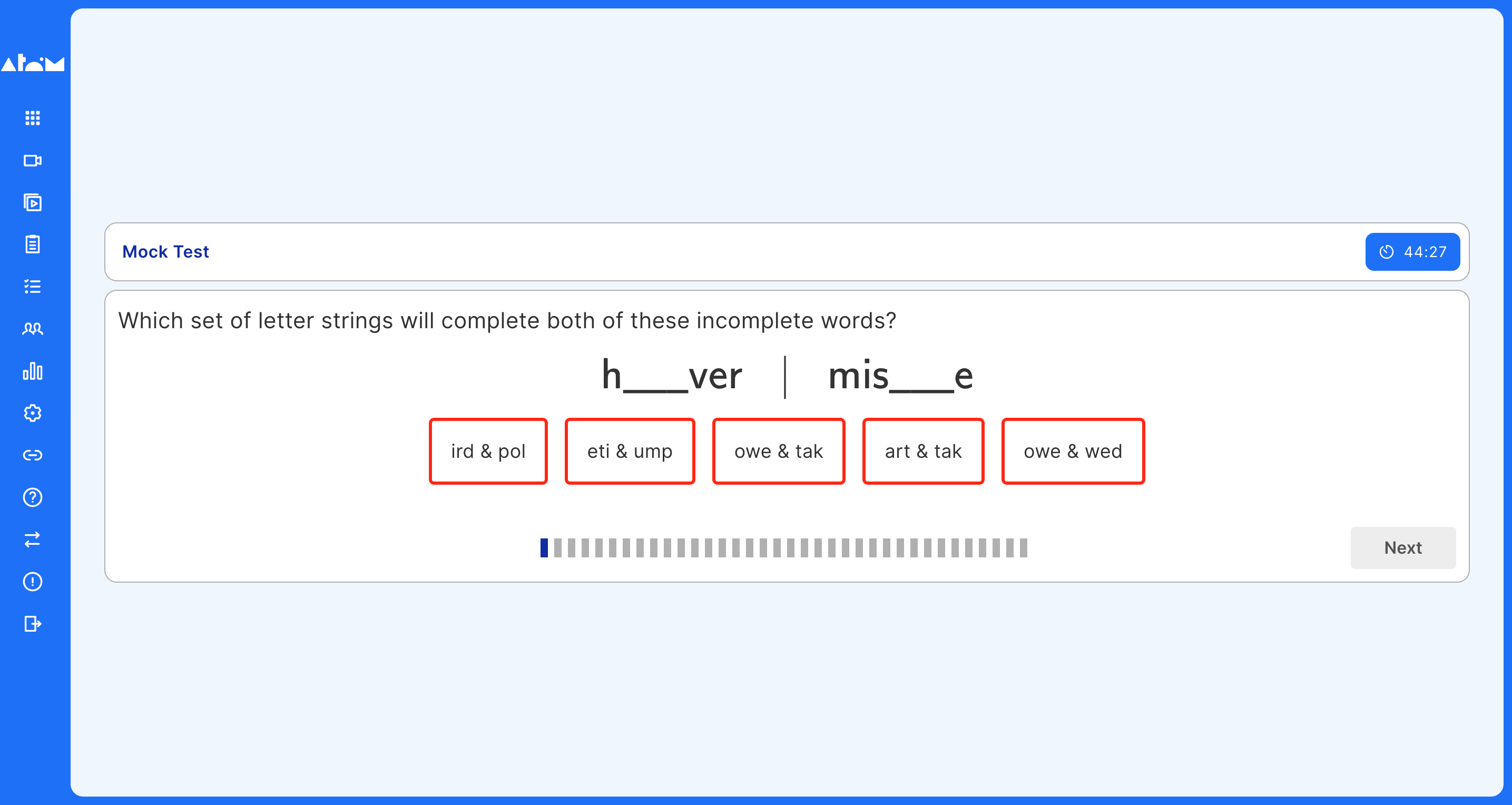 An example of a verbal reasoning question from an ISEB mock test on Atom Nucleus