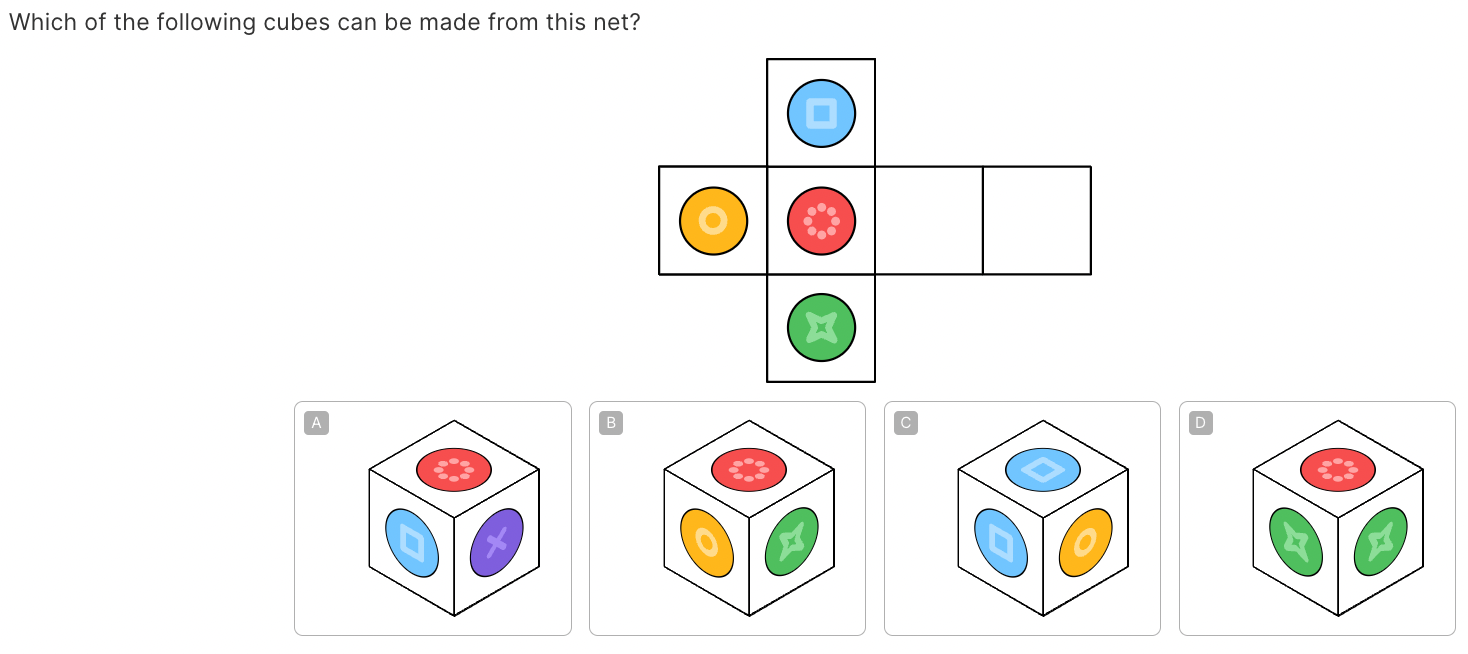 Which of the following cubes can be made from this net?