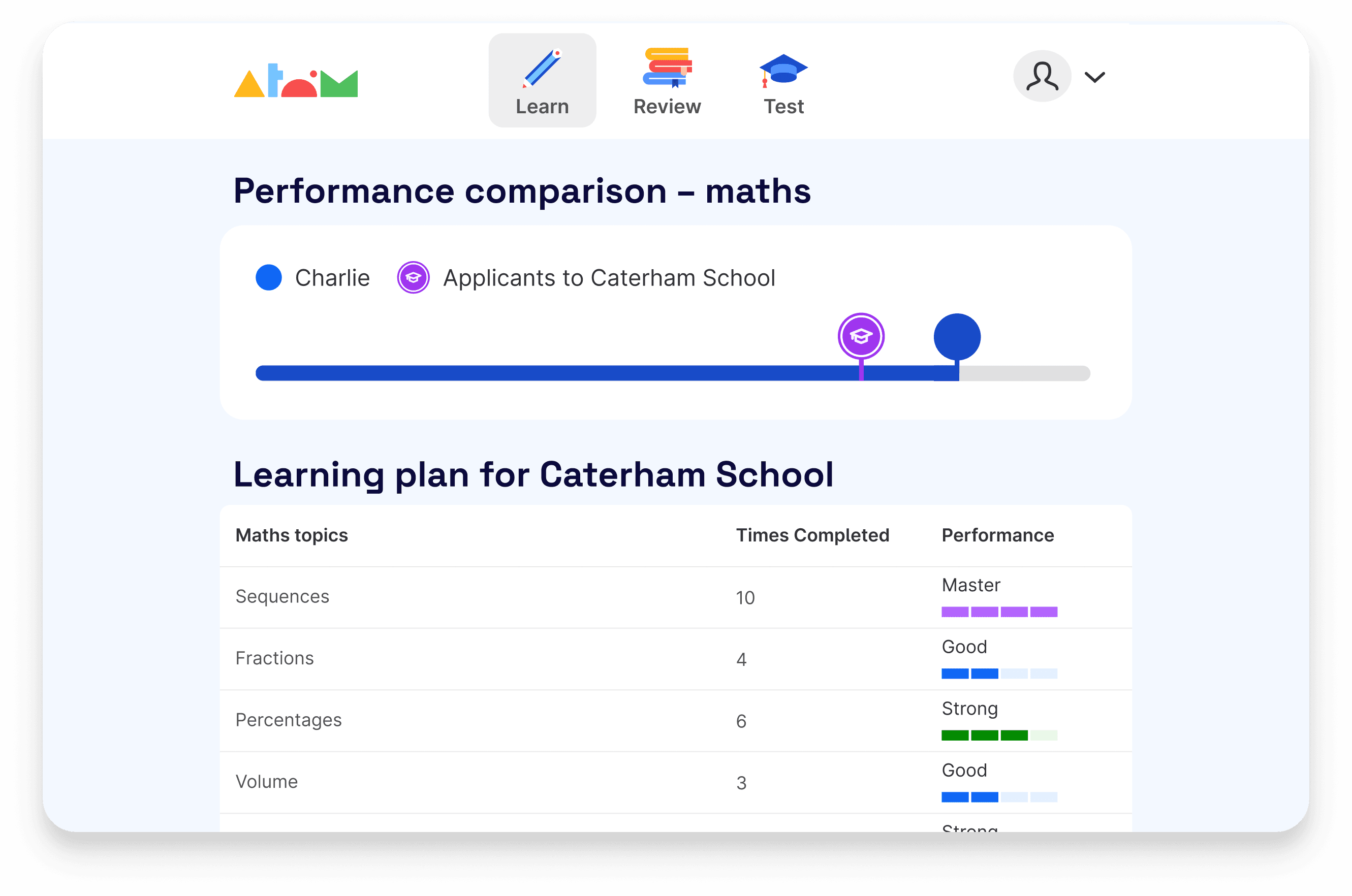 Caterham School learning plan on Atom Home