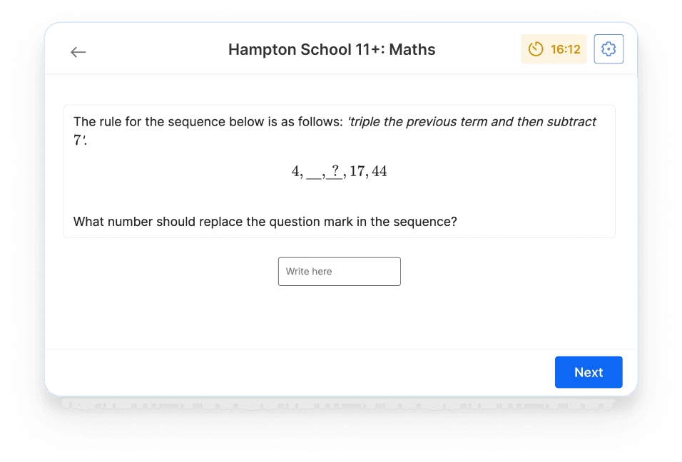 Hampton School 11+ maths mock test on Atom Home