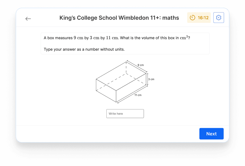 11 plus maths mock test for KCS Wimbledon on Atom Home