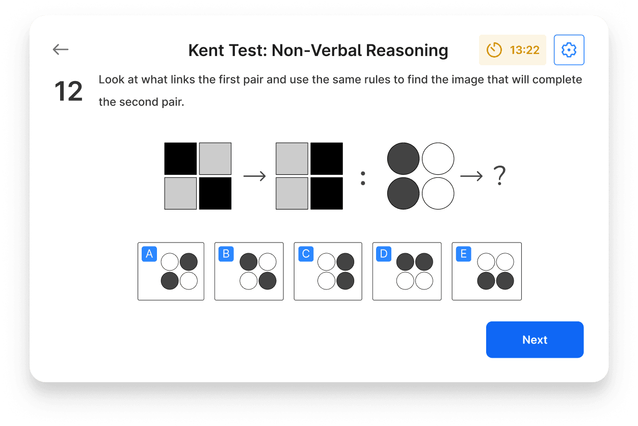 Kent Test non-verbal reasoning mock test on Atom Home