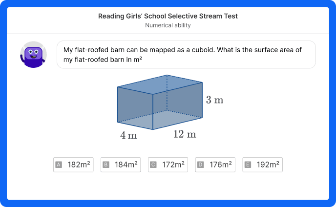 A question on a mock test for Reading Girls' School on Atom Home