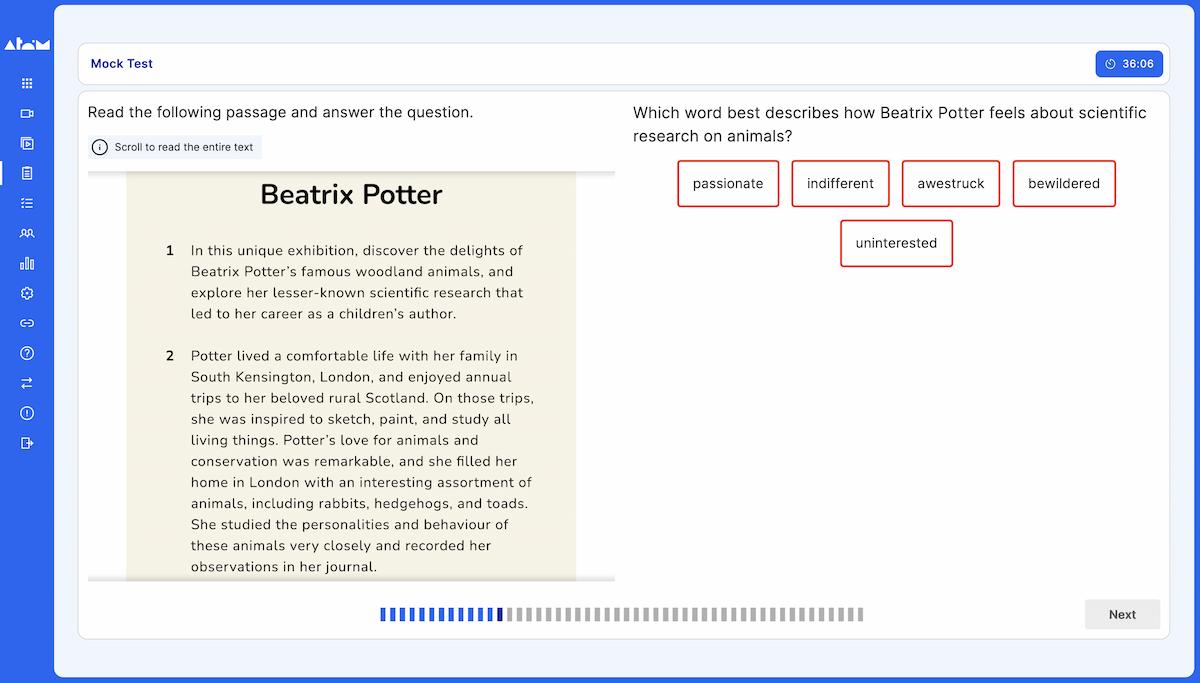 An example of an ISEB: English comprehension 'inference' question on Atom Nucleus