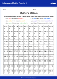 Halloween maths worksheet ages 7–9 