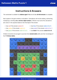 Halloween maths instructions ages 7–9 