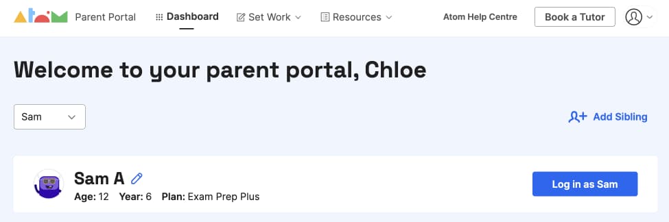 How to add a sibling on the Atom Nucleus Parent Portal
