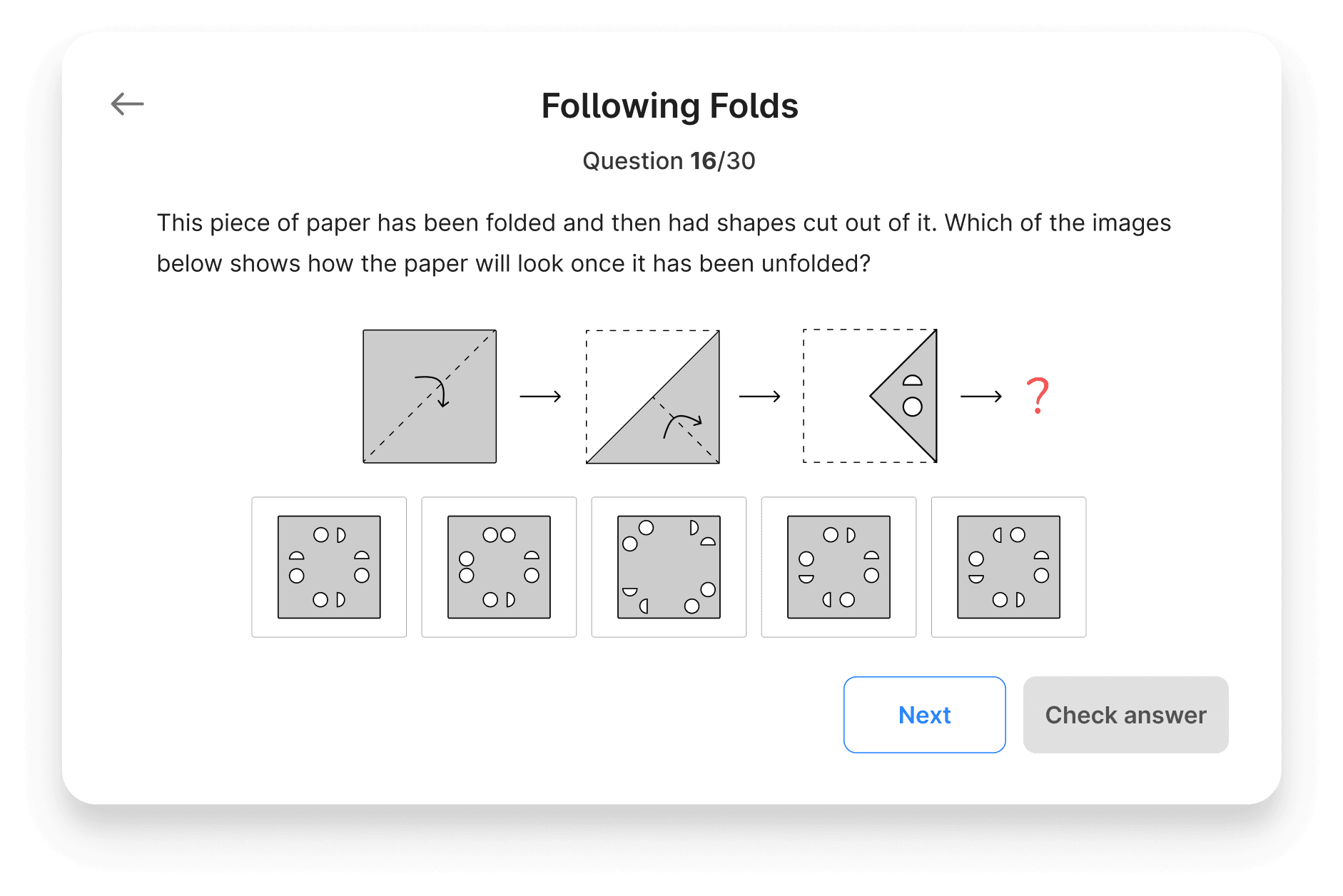 A 'following folds' non-verbal reasoning question on Atom